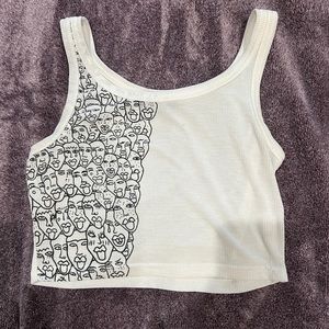 White graphic tank top